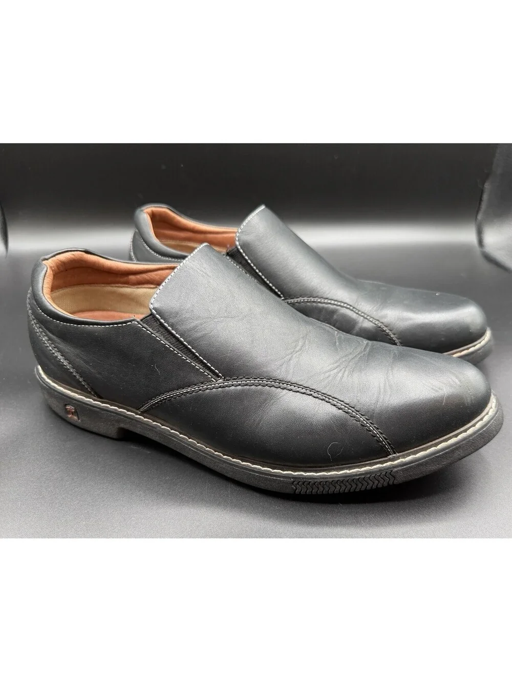 Tommy Bahama Men’s Golf Vizio Shoes Leather Slip On Spiked Black Loafers 10.5